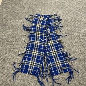 Burberry Scarf Blue Merino Angora Cashmere Plaid Nova Check Scotland Luxury